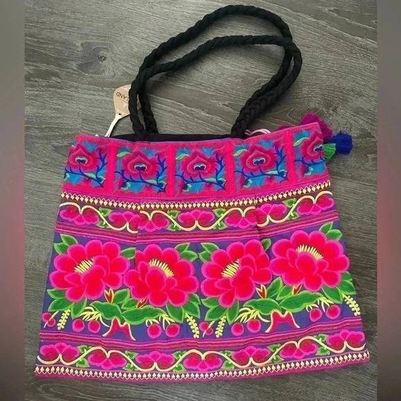 Thailand Floral Embroidered handmade Boho Bag - Picture 10 of 10